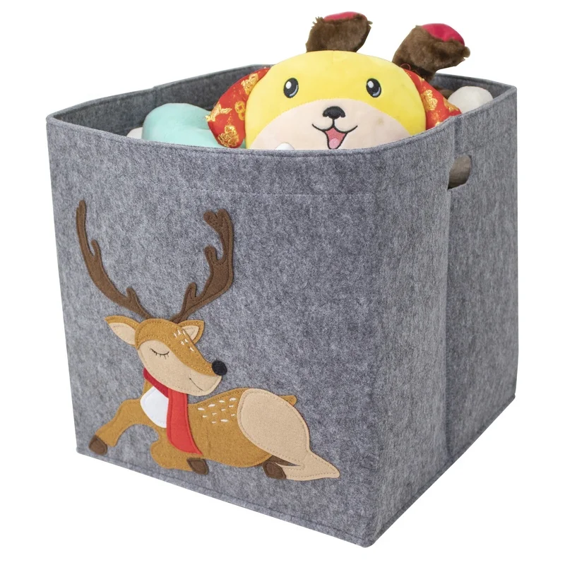 Spot Goods Wholesale Popular Cartoon Storage Box Woven Felt Storage Organizer Soiled Clothes Organizer For Toys