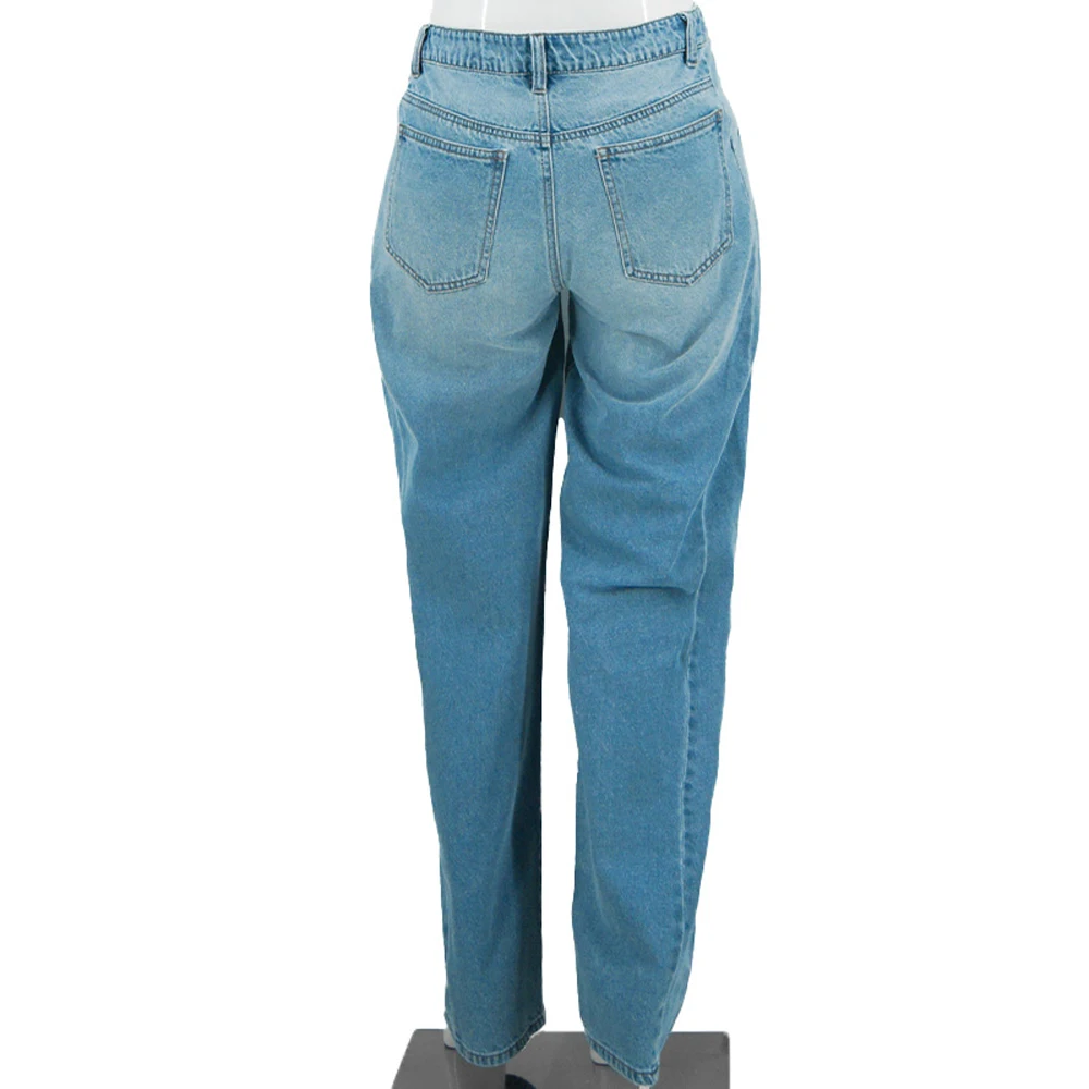 Custom High Waist Loose Acid Wash Vintage Wide Legged Distressed Denim Pant Baggy Jean Men factory