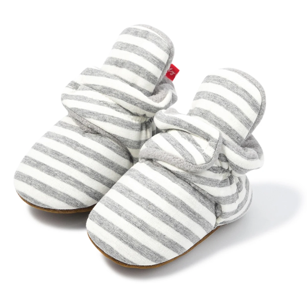 Whole Cotton Fabric Striped Print Infant Indoor Boy Girl Sock Shoes Booties Crib Baby Socks