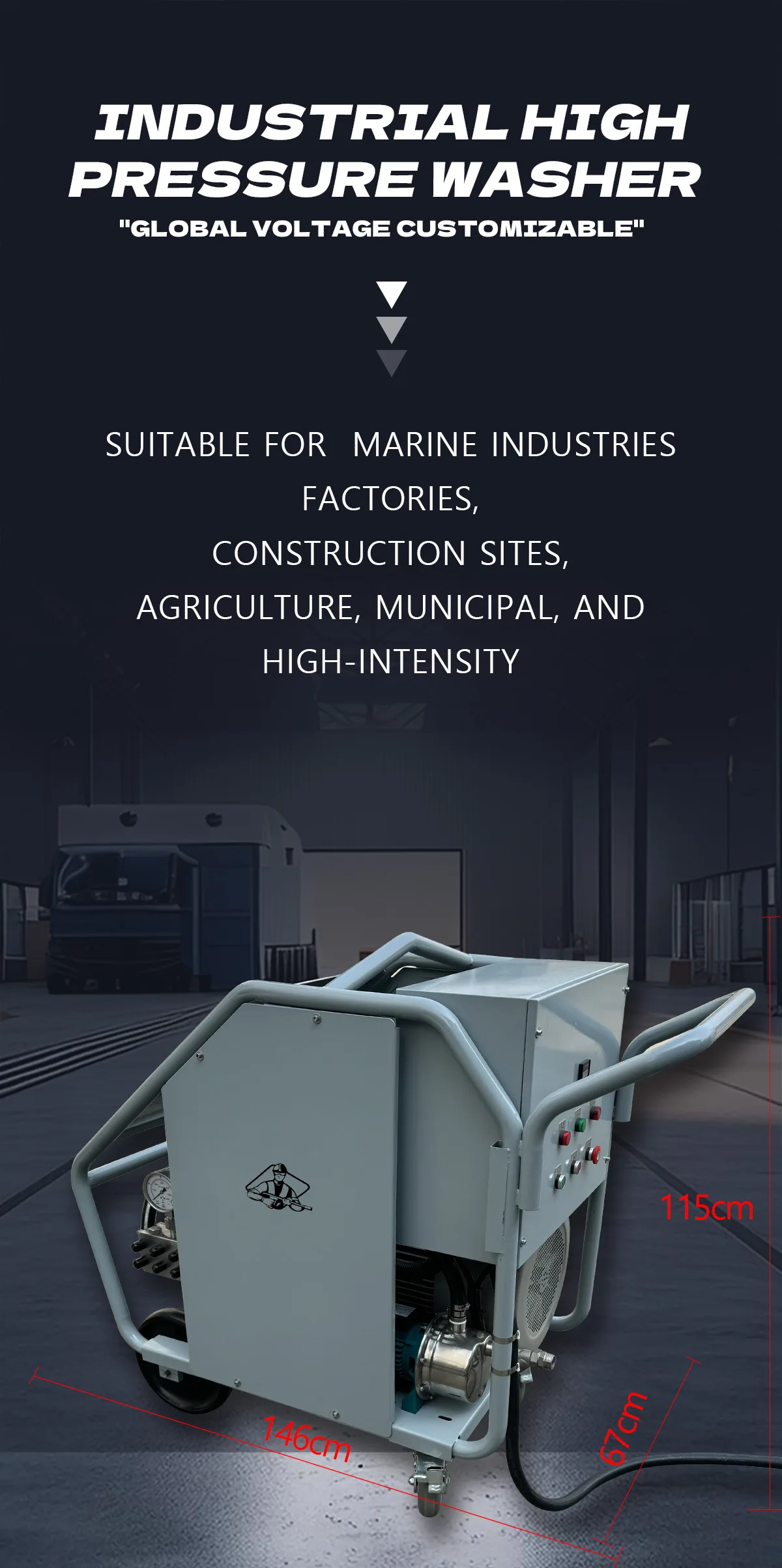 product 36kw 14500psi 1000bar 18lpm efficient industrial cleaning ship deck 440v electric high pressure washing washer-2
