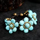 Rope Bracelet Wholesale Custom Bohemian Wax Rope Braided Bracelet Turquoise Flower Jewelry Bracelet