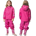 Girls Wear Boys Girls Cotton Lined Waterproof Rain Jackets Hooded Windbreaker Outdoor Wear