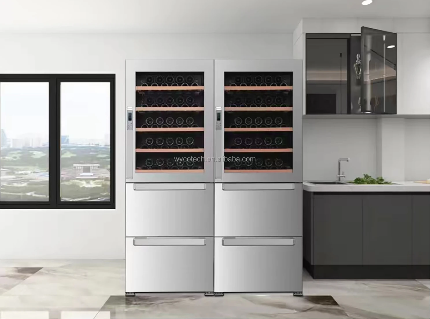 Black Glass Wine Cooler, Electric, Metal - detail 16