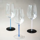 Wine Red Glass Factory Handmade Mouth Blown Lead Free Crystal Luxury Blue Colored Stem Red Wine Glass