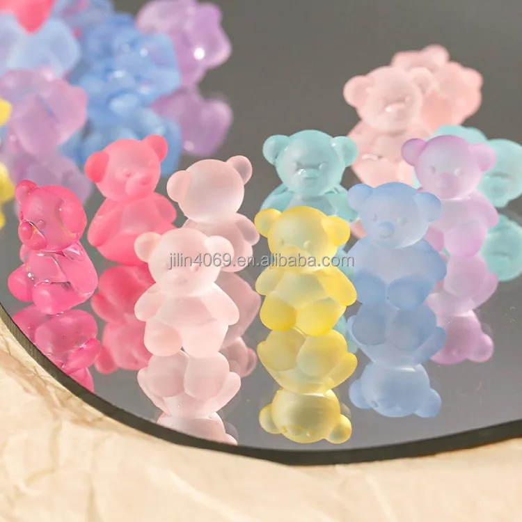 500g New DIY jewelry accessories 15mm frosted acrylic bear beads Color Korean Bracelet beads material accessories