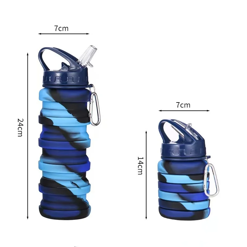 Custom Logo Outdoor Sports Folding Silicone Cup Portable Retractable Travel Kettle for Bicycle Water Bottles