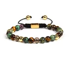 Beads Mens Bead Bracelets New Design Natural Gemstone Beads Custom Logo Women Men Macrame Bracelet