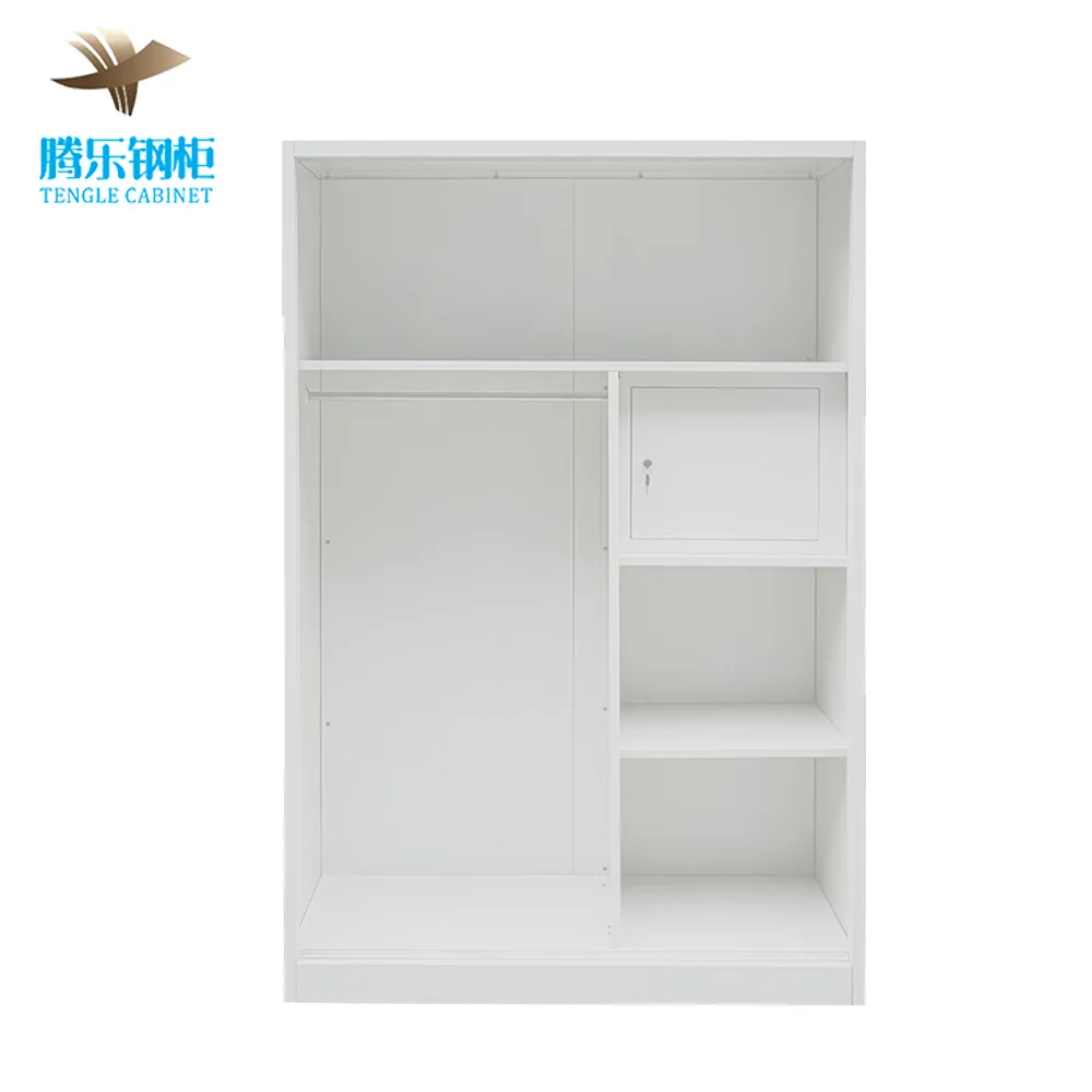 Bedroom Wardrobe 2 Sliding Doors Metal Wardrobe Printed Steel Iron Closet Wardrobe with mirror Steel Cabinet For Home