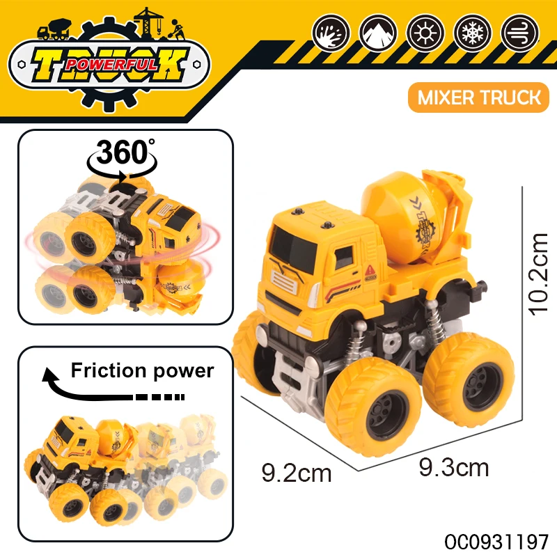 12pcs stunt car diy 360 rotating construction engineering vehicle toys for kids