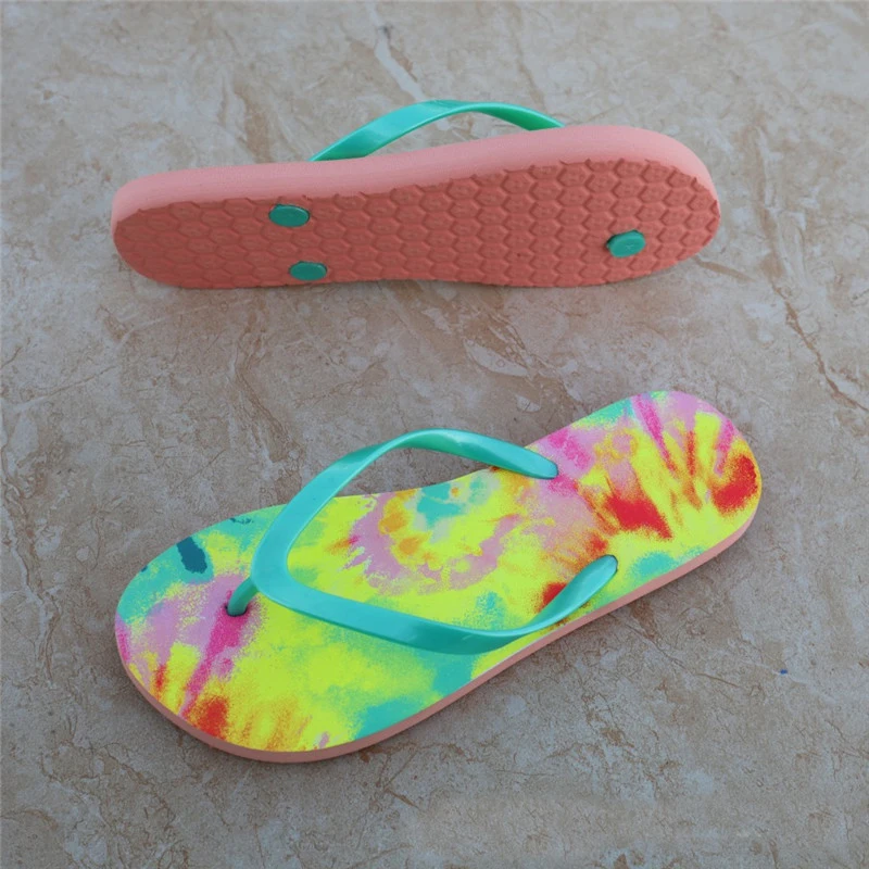 Custom Rainbow Butterfly Flower Printed Men and Women Non-slip Flip-flops Slippers