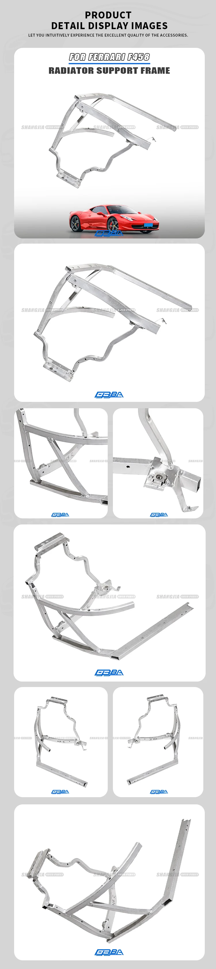2025 Hot Sale Aluminum Alloy Front Radiator Bracket Frame For Ferrari 458 2010-2015 OE 82520800 82520600 manufacture