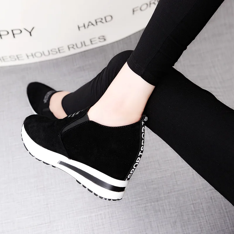 Hot Sale Spring Women Flat Sports Wear Wedge Shoes Casual Lady Single Inside High Heel Shoes Flat Heel 2024
