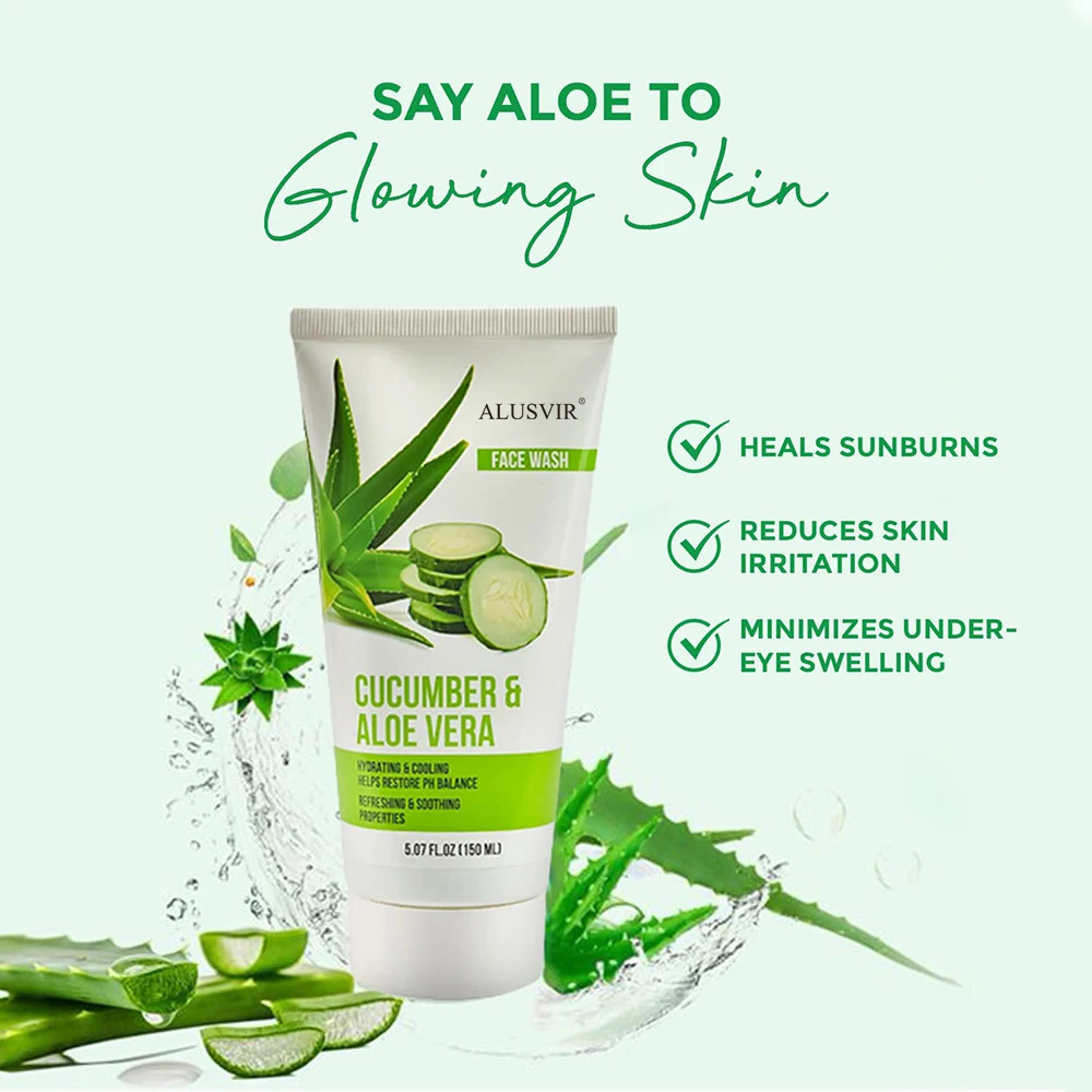 Anti Acne Facial Products Beauty Cosmetics Vegan Hydrating Cleaning Aloe Vera Face Wash Foam Facial Cleanser Private Label