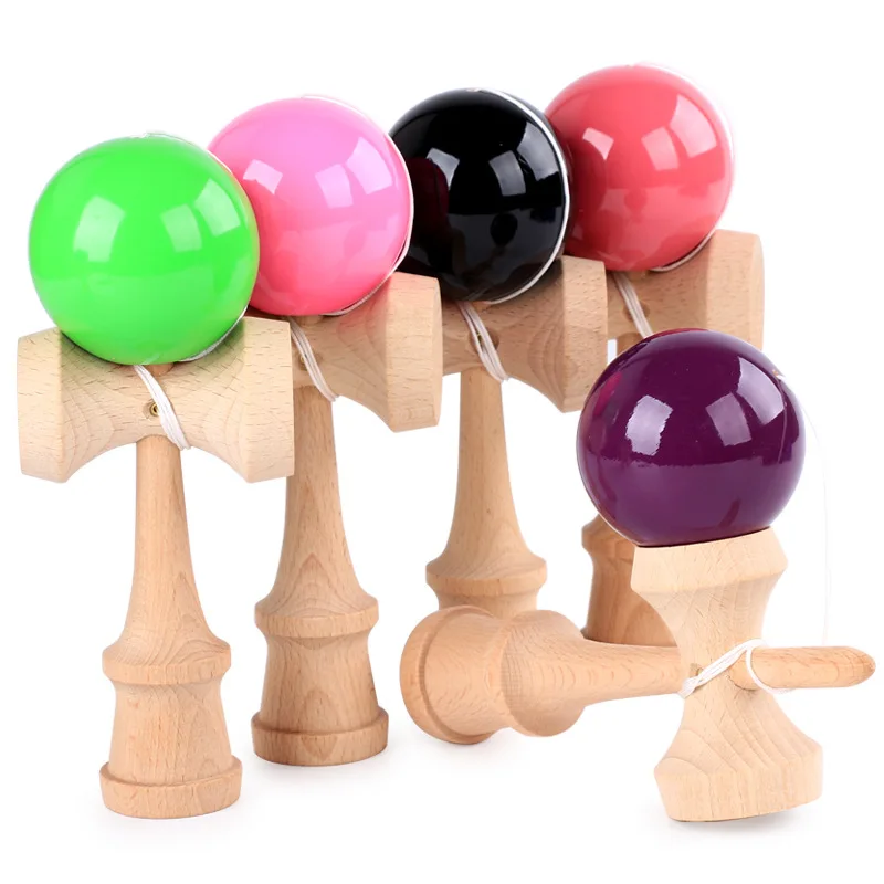 Kendama Japanese Traditional Wood Toy Ball Colorful Paint Wooden Kids Play Gift 