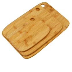 Multi-functional Reversible Recycled Organic Kitchen Board Bamboo Chopping Cutting Board Set Of 3 With Hanging Hole