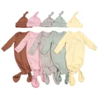 Baby Gown High Quality Baby Cotton Clothes Long Sleeve New Born Baby Sleeping Bag 3Pcs Baby Gown Blanks