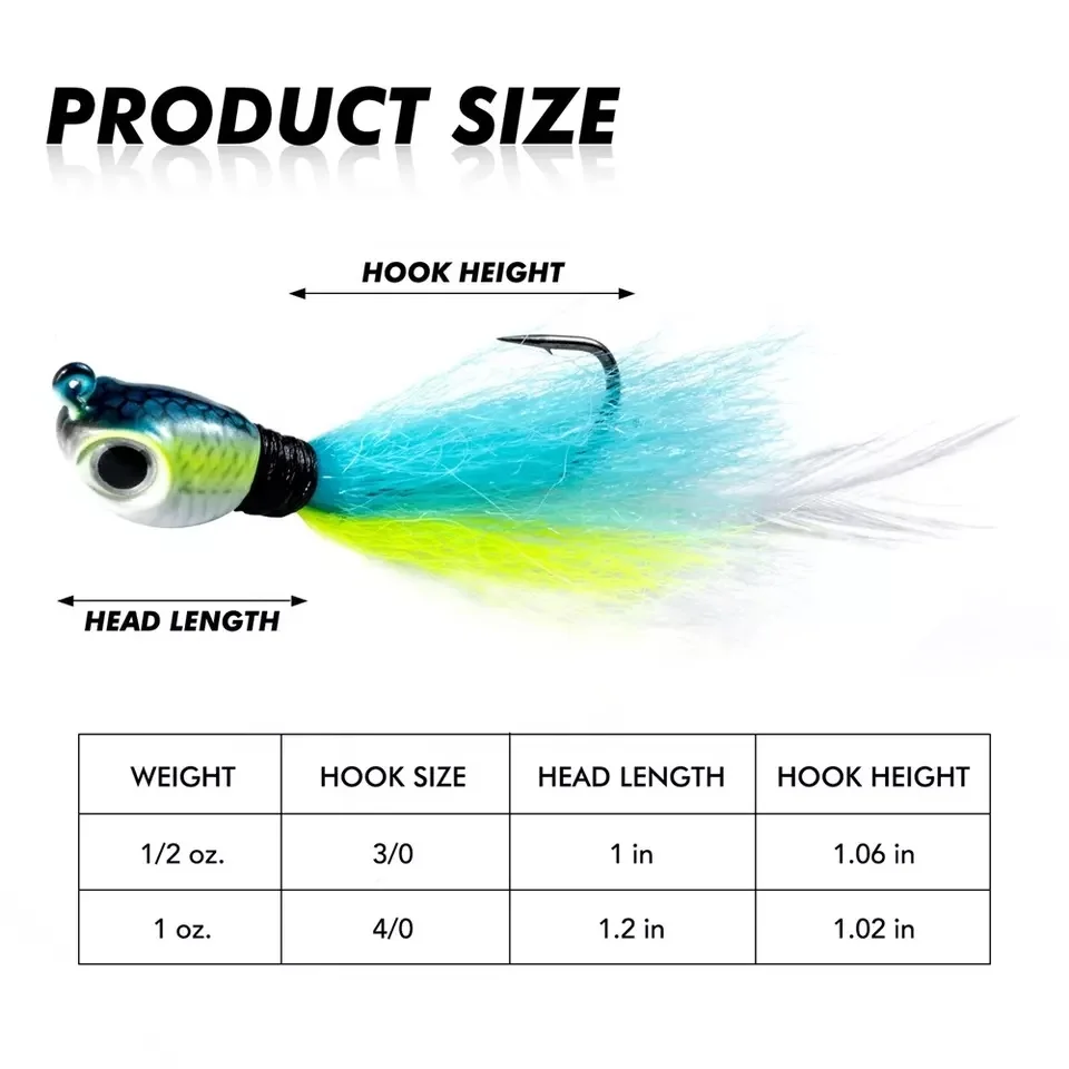 14g 28g Fishing Luminous Lure Buck Tail Bait Glow Bucktail Jigs For