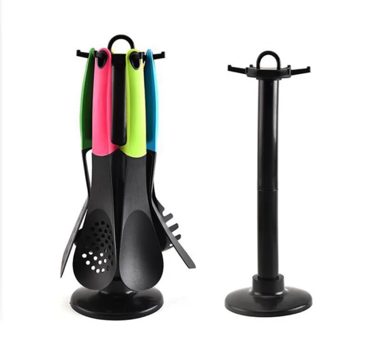 Kitchen Accessories Nylon Cooking Utensils 6pcs with Spoon Rest Colorful Non Stick Cookware Cocina