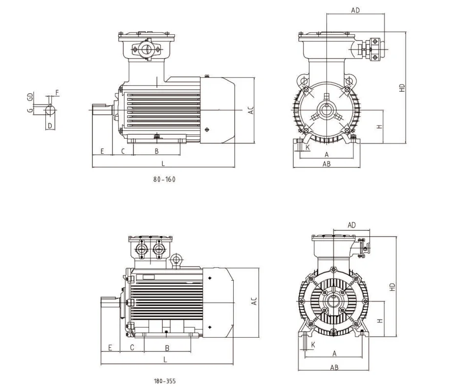 Ybx3-180l-4-22 Three-phase Aluminum Motor, JINRJIAN, 380V - detail 8