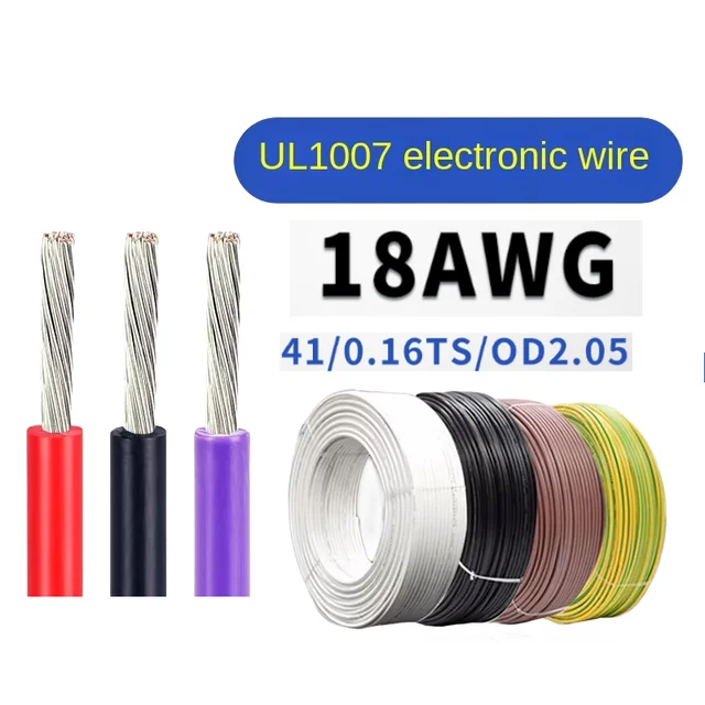 Factory direct sales UL1007 Tinned Copper Core Wire 18AWG PVC Insulated  Power Cable Heating Applications