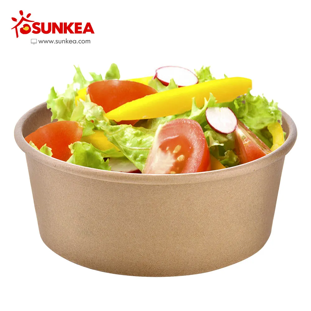 Disposable customized kraft round based salad bowl