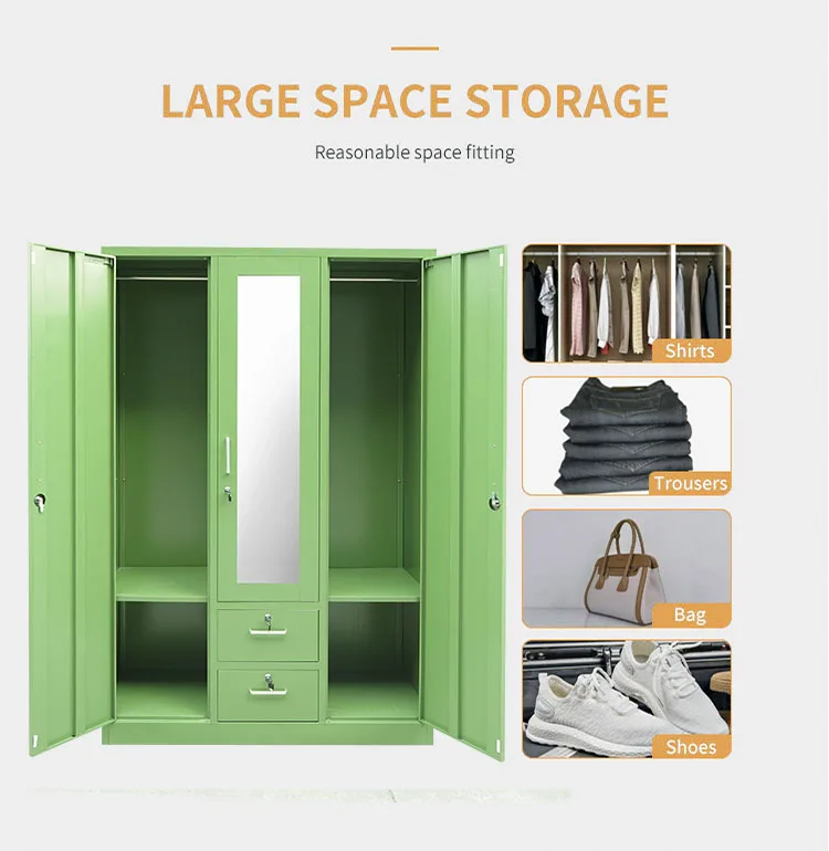 Guangzhou foshan factory direct sale Factory supply almirah wardrobe metal wardrobe closet cupboard wardrobe