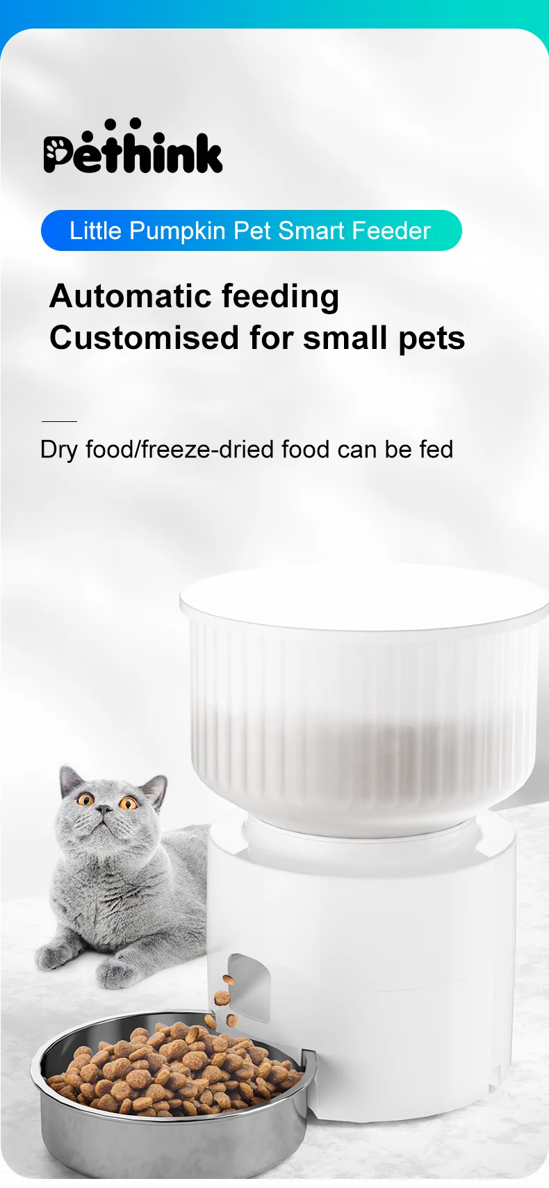 Pet 3l Smart Cat Feeder Wifi Mobile Phone App Remote Control Dog Food Dispenser Microchip