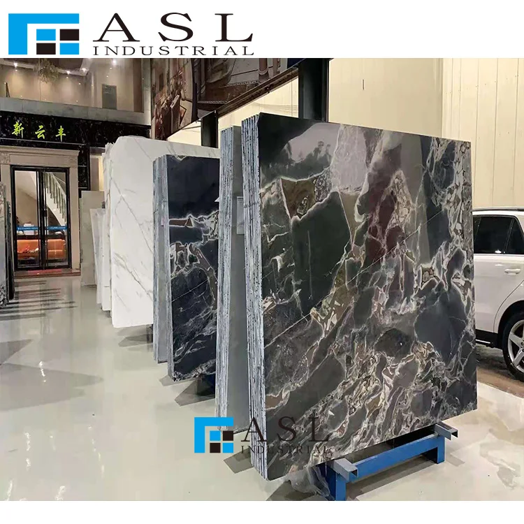 Breccia blue natural stone slab tile for Wall Floor Design