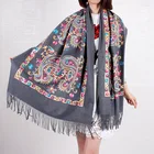 100% Polyester Cashmere Feel High Quality Embroidered Pashmina Warm Shawl Wholesale