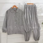 Sleeping Absorb Sweat Turn Down Collar Night Sleeping Wears Ladies Woman's Pajamas