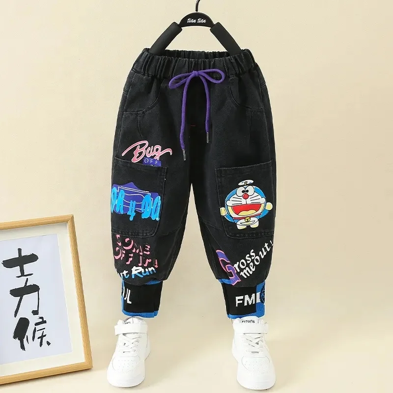 High Quality 2-10 Years Children Black Long Kids Fashion Jeans Pant for Boys Pants&Trousers