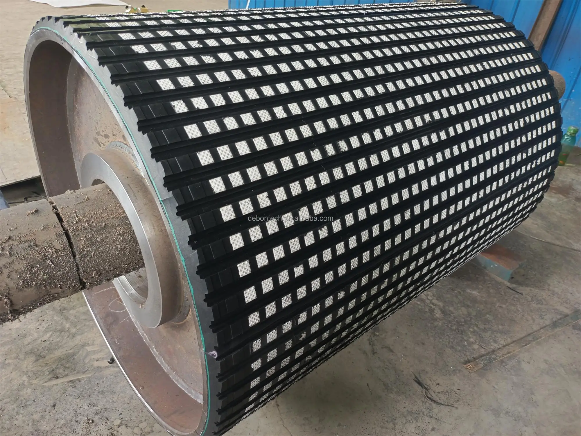 Conveyor Bonding Layer Backed Ceramic Tiles Diamond Rubber Pulley