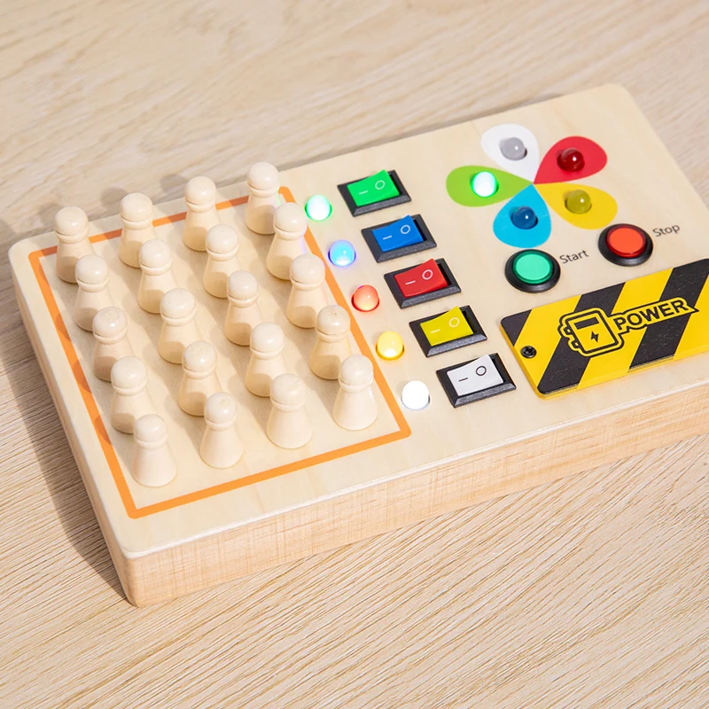 Jeu d'échecs à mémoire éducative pour enfants, haute qualité, Montessori, lumière LED en bois, planche occupée, jouets de voyage sensoriels pour tout-petits, usine