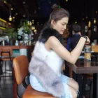 Winter Hot Selling Color Block Faux Fur Vest Bubble Fake Fox Fur Winter Gilet For Women