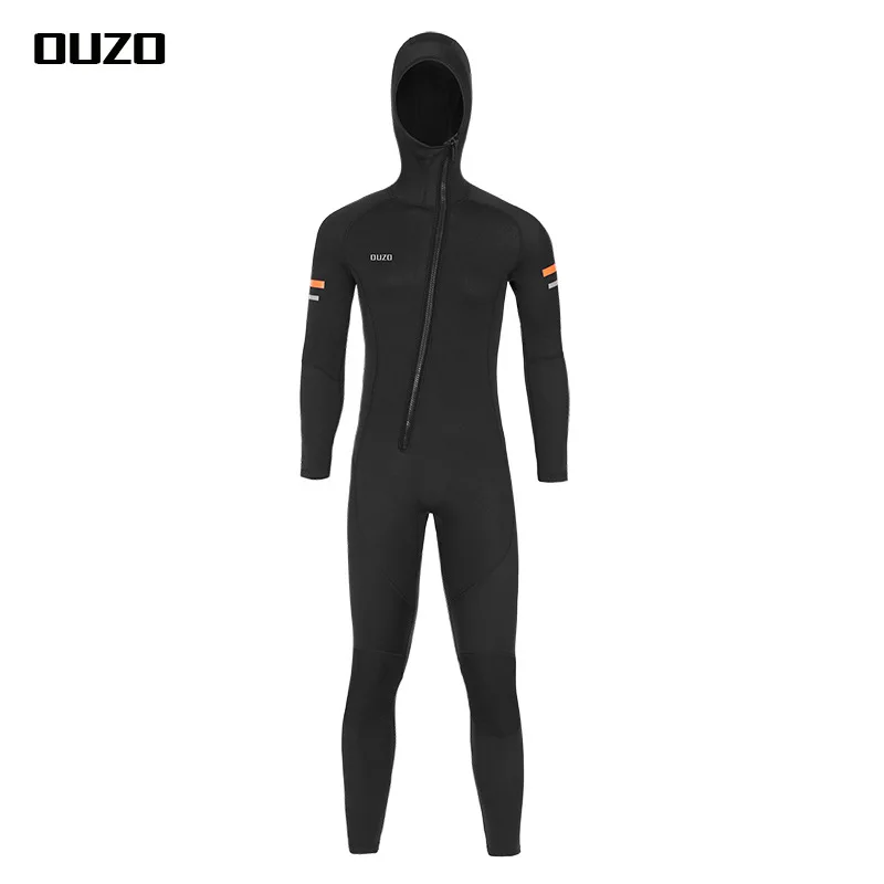 1.5mm Neoprene Smooth Skin Men Jellyfish Dive Snorkeling Swimsuit One-Piece Hooded Front Zipped Surfing Diving Wetsuit