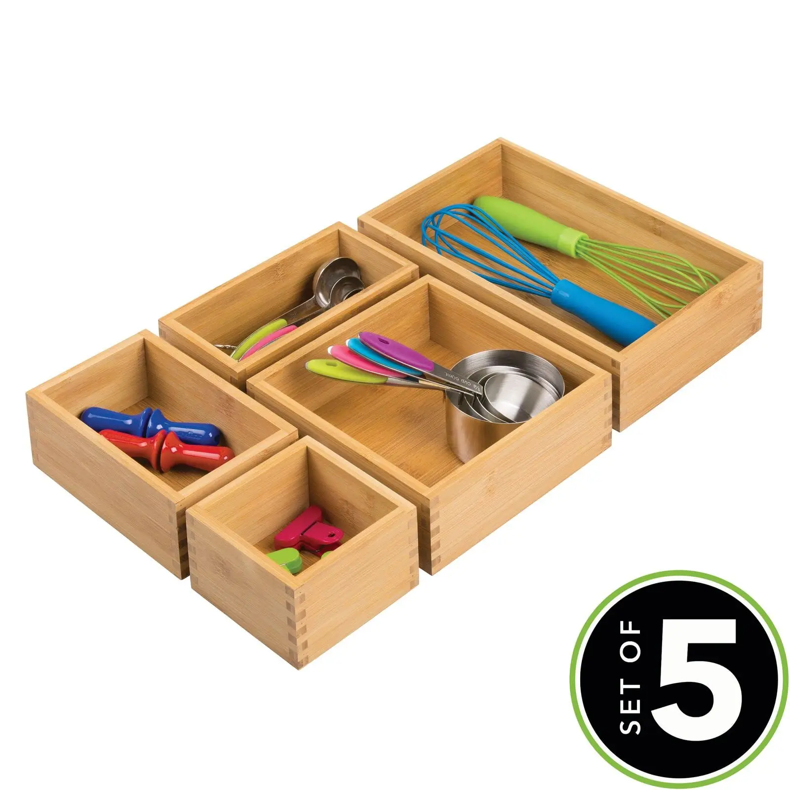 product bamboo drawer organizer set interchangeable dividers for kitchen utensil gadget storage adjustable space saving trays-6