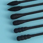 Ear Swabs Carbon Fiber Reusable Mini Q Tips Ear Black Stick Spiral Head Tipped Cotton Swab