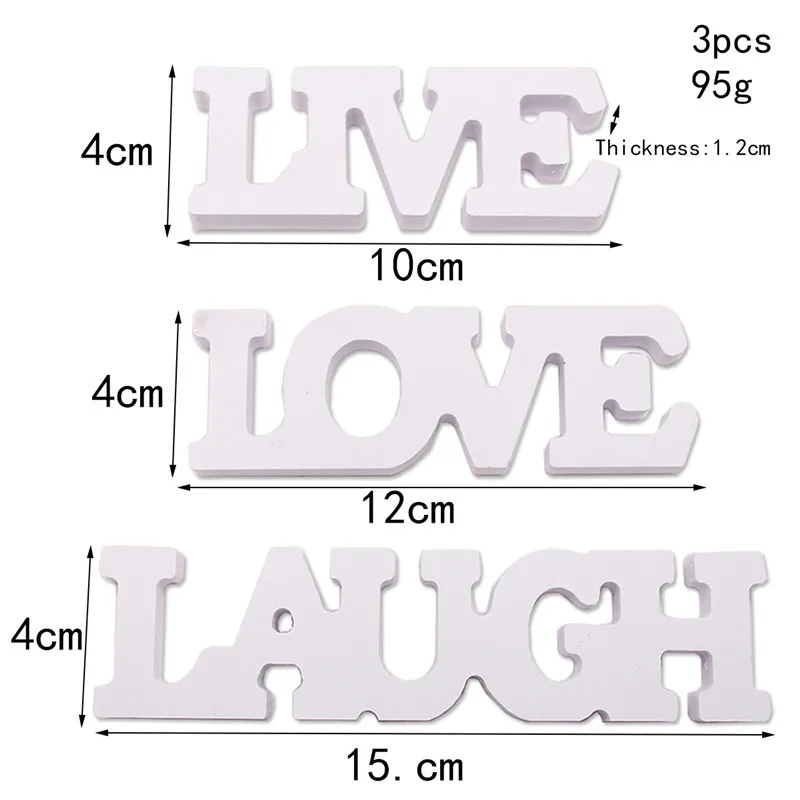 Wooden White Letter LOV/ LAUGH/LIVE Sign Plaques Wedding Party Home Decor 