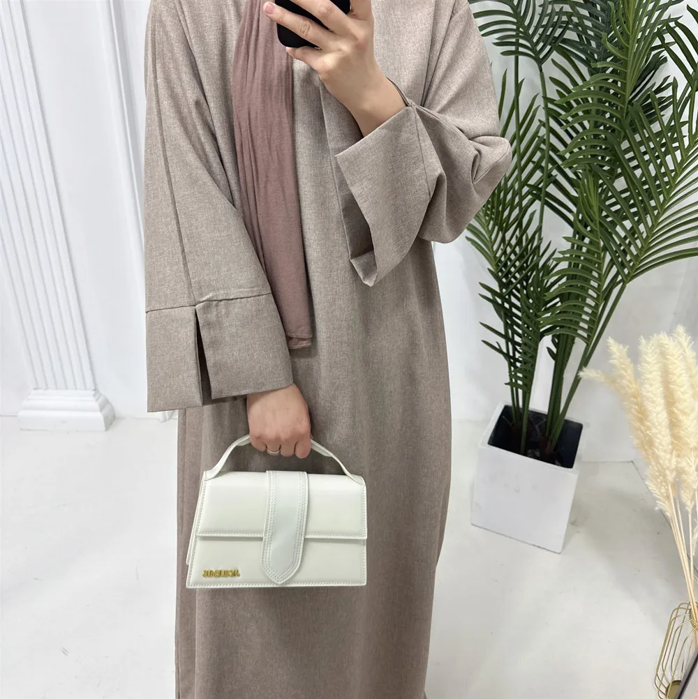 Loriya New Abaya Designs Breathable Modest Abaya Simple Linen Closed