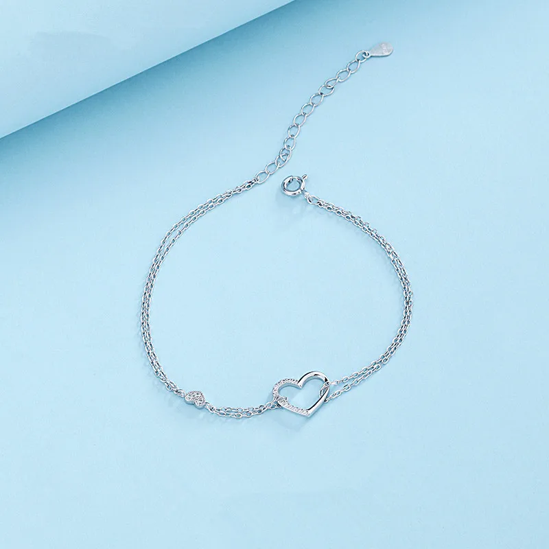lucky charm Heart shape 925 silver bracelets&bangles jewelry for girl women gift