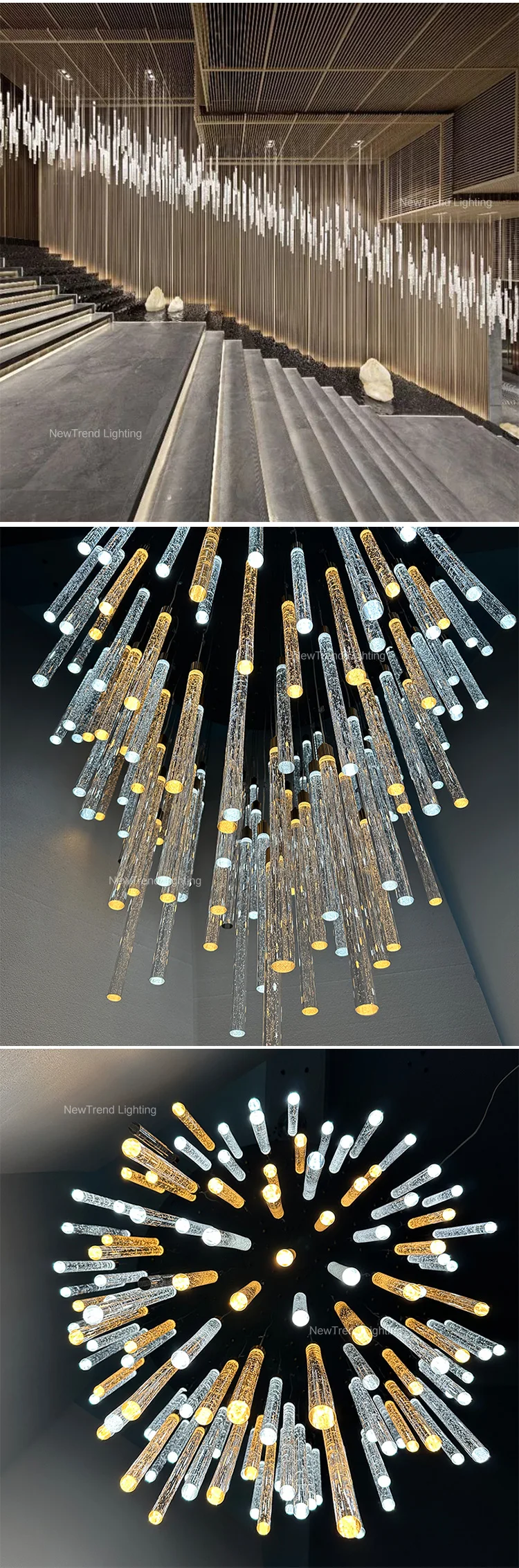 CPL-361 Custom Large Indoor Decoration Pendant Light Hotel Lobby Villa Staircase Luxury LED Chandelier factory