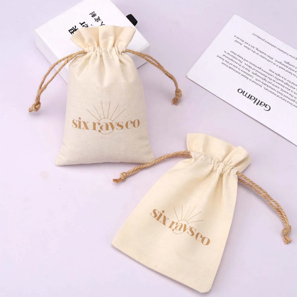 Custom Logo Printing Thick Cotton Muslin Drawstring Bag Reusable Organic Gift Jewelry Cotton Packaging Pouch Dust Bag