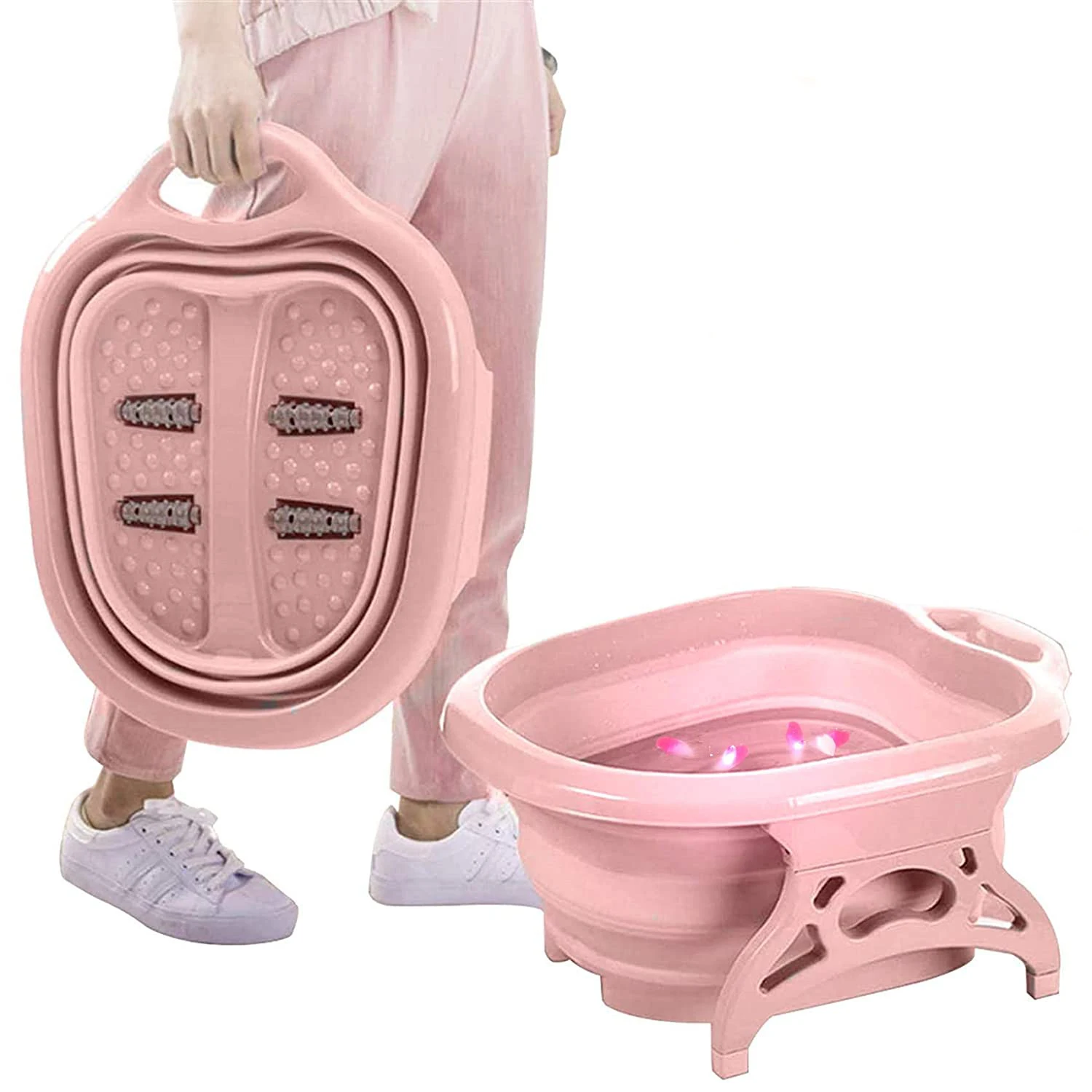 portable foot massage basin home plastic foot sauna foot spa basin foot bath bucket size: 22*30*40cm Color : B Foot bath