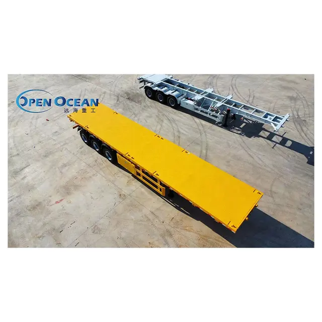 The best-selling transport 40 foot 60 ton 80 ton 3 4 axle flat container semi truck trailer sold