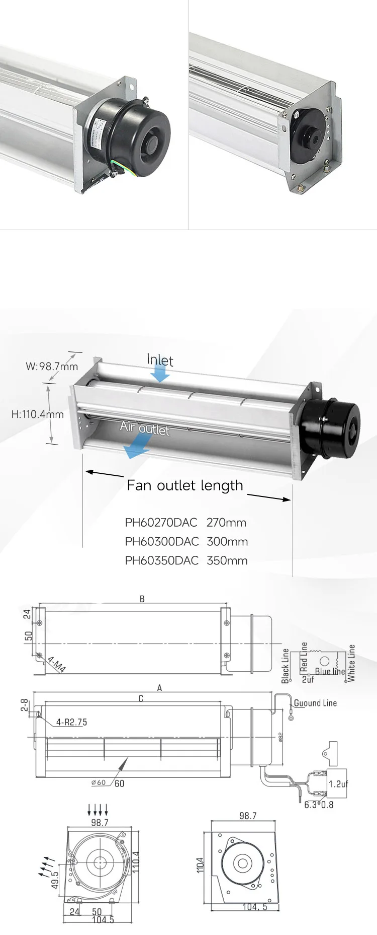 Cross Flow Fan, 60mm, 220V, Tangential - detail 16