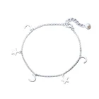 Jewelry Pearl A1083 New 2021 Silver Jewelry Silver Moon Star Pearl Pentagram Anklet Bracelet