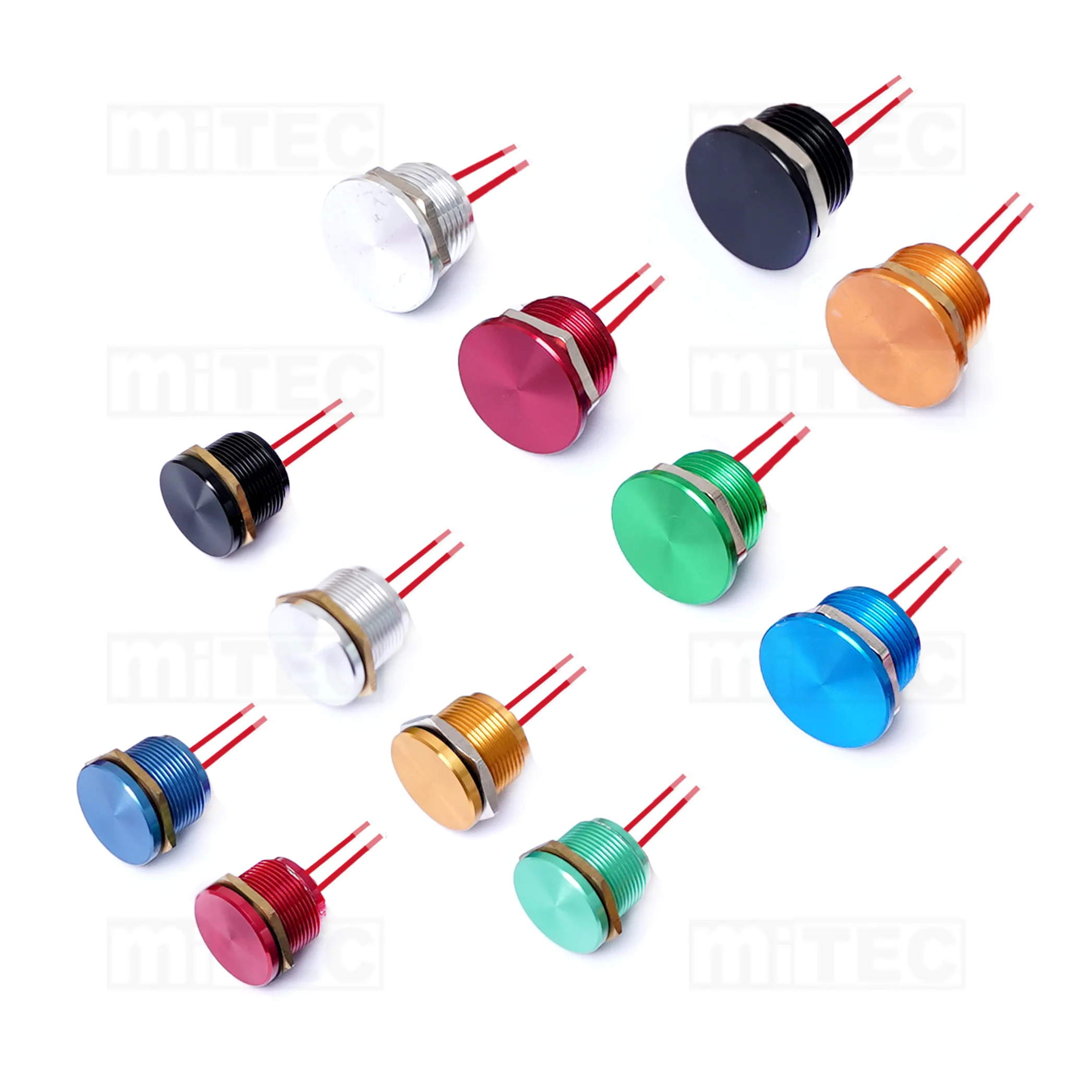 Mitec Piezo Push Button Switch Premium Colour Metal On Off Spst With