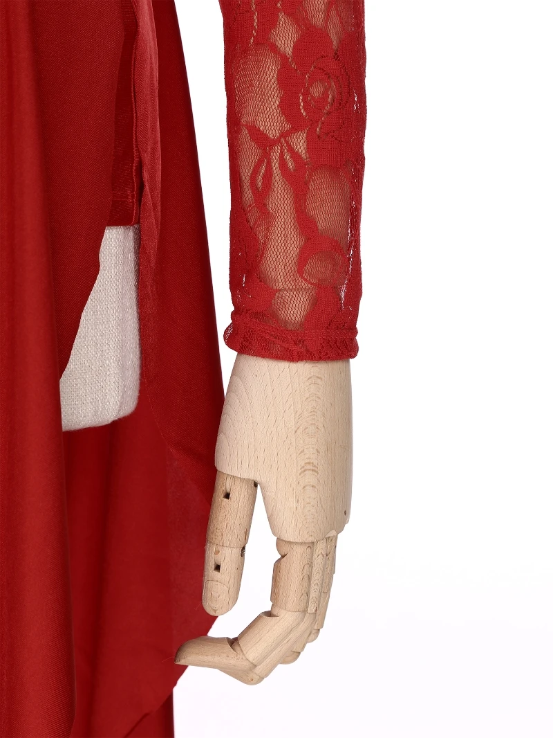 Womens Dance Costumes Sheer Lace Cutout Dance Wear One Shoulder Long