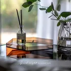 Tray Factory Custom Clear Acrylic Serving Tray With Handles Hexagon Sexangular Shape Food Tray