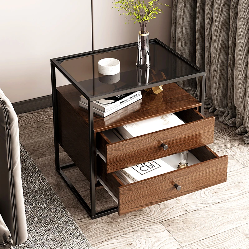 Home Furniture Storage Drawer nightstands furniture bedroom Wood  Bedside Table  Luxury Nightstand Side Table